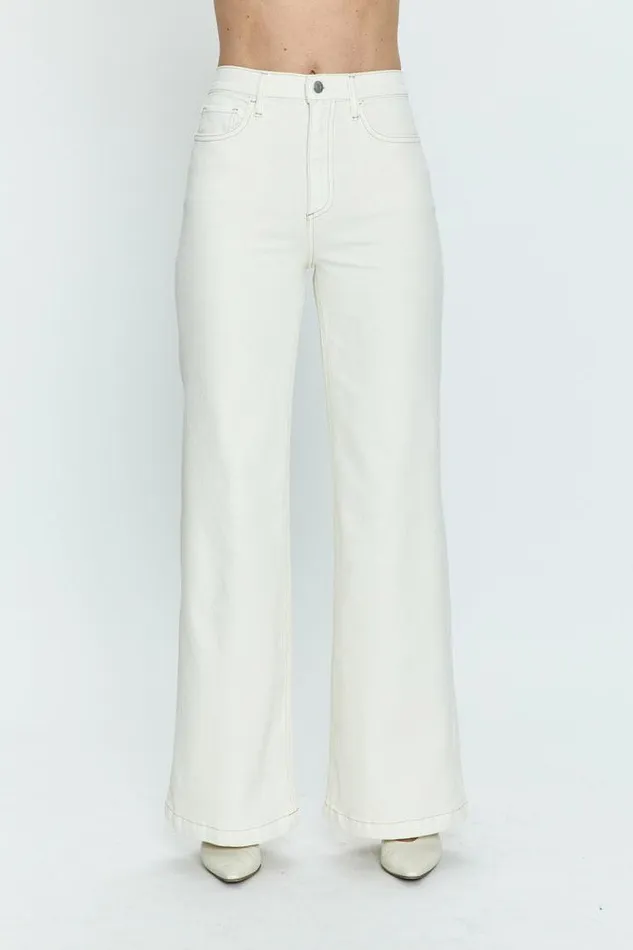 Pistola Denim Denim Women Lana High Rise Ultra Wide Leg 8211 Ecru Ecru