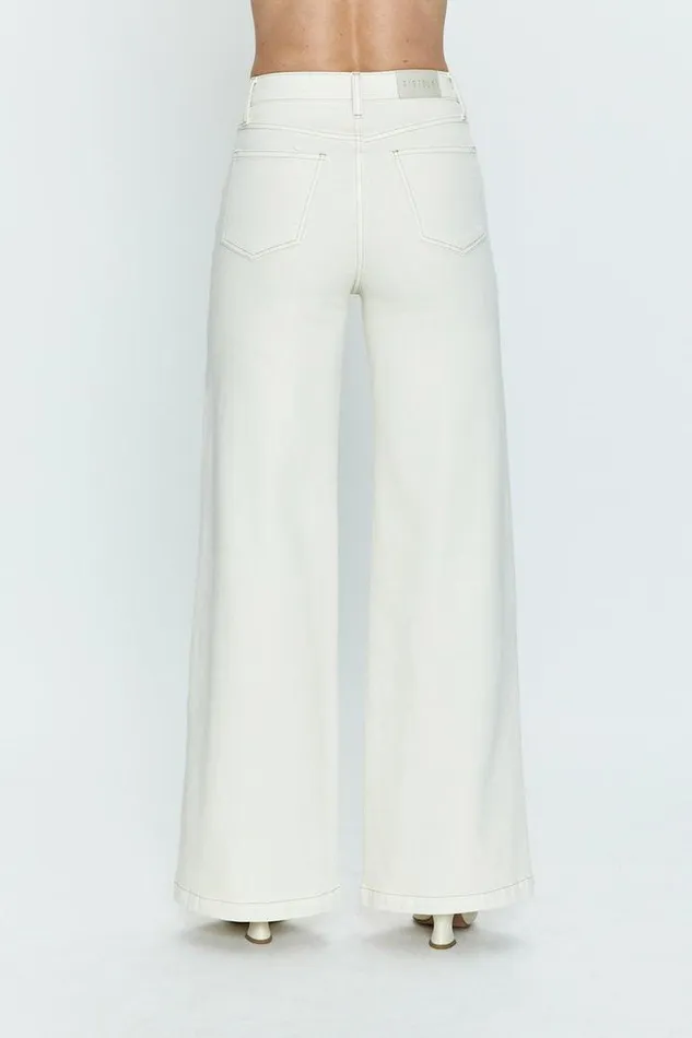 Pistola Denim Denim Women Lana High Rise Ultra Wide Leg 8211 Ecru Ecru