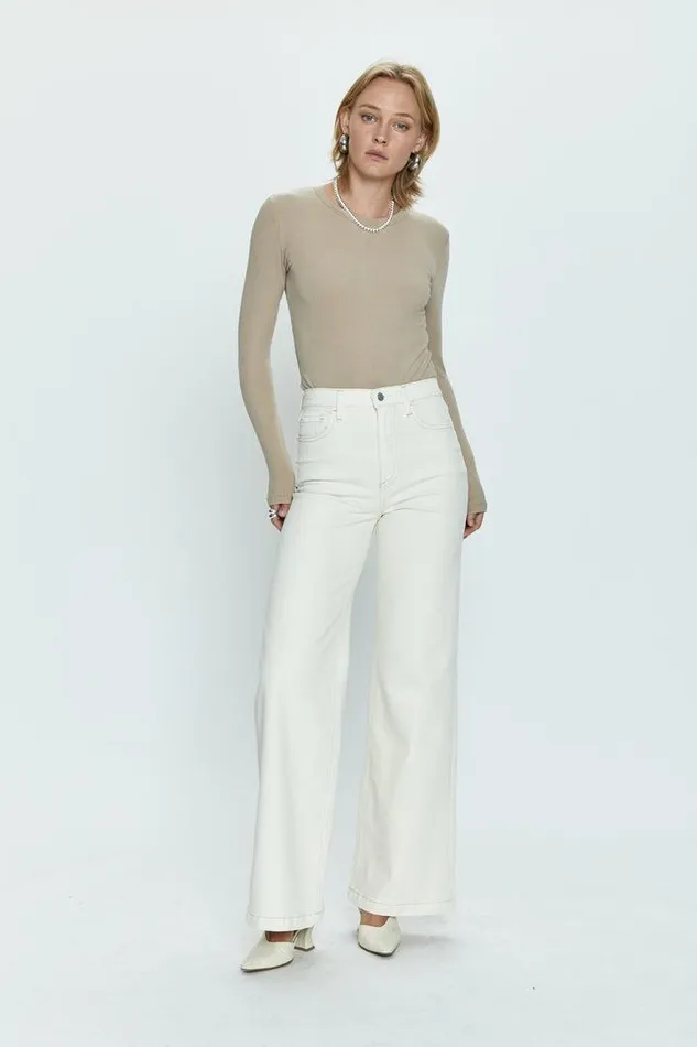 Pistola Denim Denim Women Lana High Rise Ultra Wide Leg 8211 Ecru Ecru
