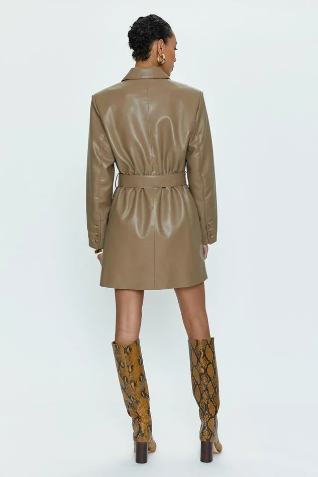 Pistola Denim Dresses Women Romina Belted Blazer Dress 8211 Taupe Taupe