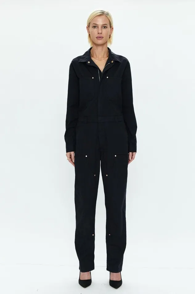 Pistola Denim Jumpsuits and Rompers Women Abigail Long Sleeve Carpenter Jumpsuit 8211 Black Black