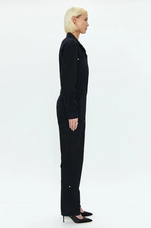 Pistola Denim Jumpsuits and Rompers Women Abigail Long Sleeve Carpenter Jumpsuit 8211 Black Black