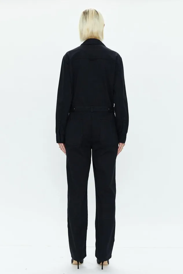 Pistola Denim Jumpsuits and Rompers Women Abigail Long Sleeve Carpenter Jumpsuit 8211 Black Black