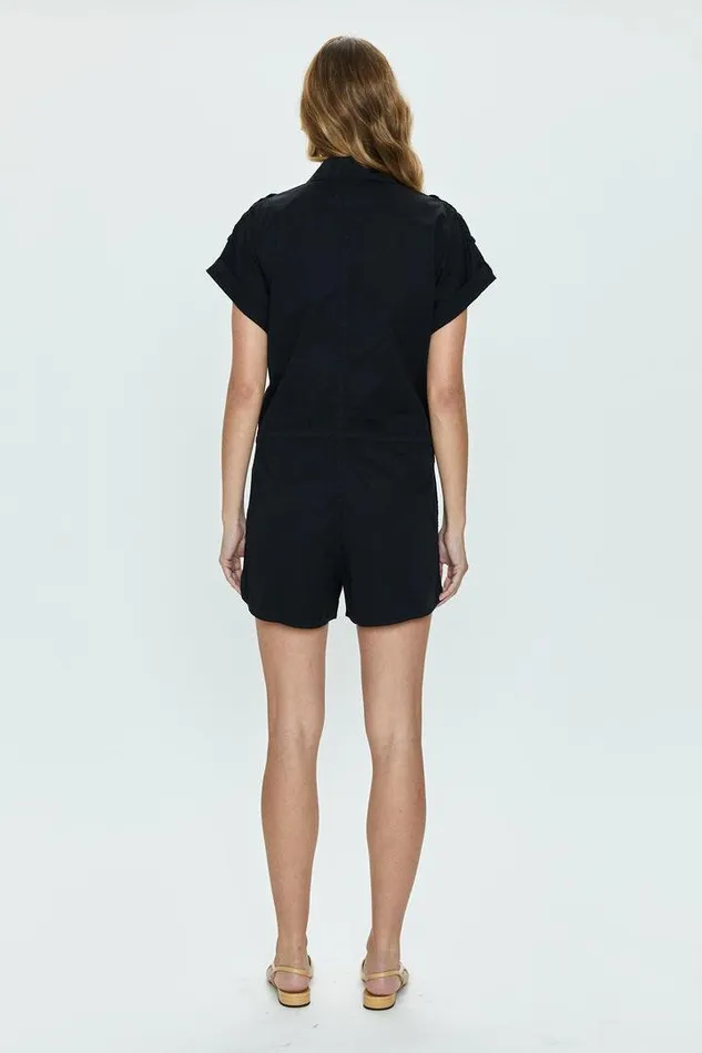 Pistola Denim Jumpsuits and Rompers Women Meg Zip Front Romper 8211 Fade To Black Fade To Black