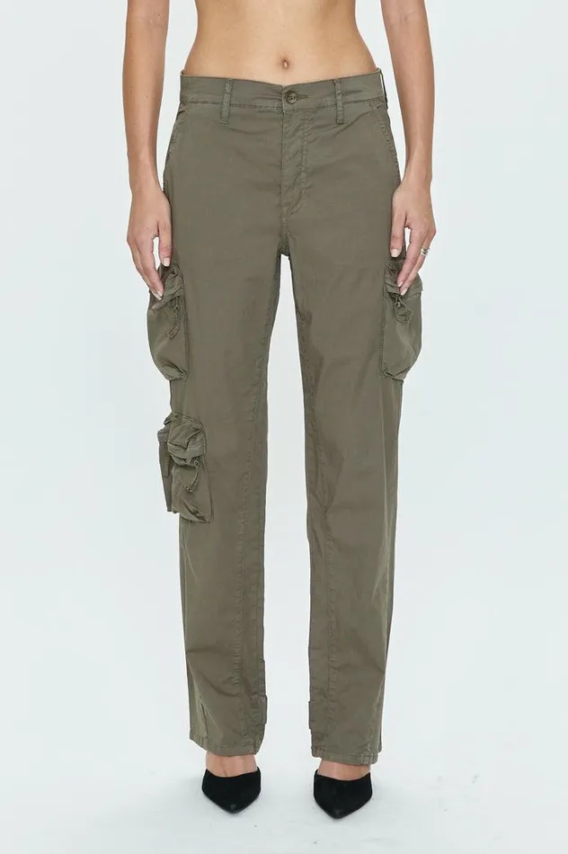 Pistola Denim Pants Women Bobbie Utility Mid Rise Loose Straight Cargo 8211 Dark Olive Dark Olive