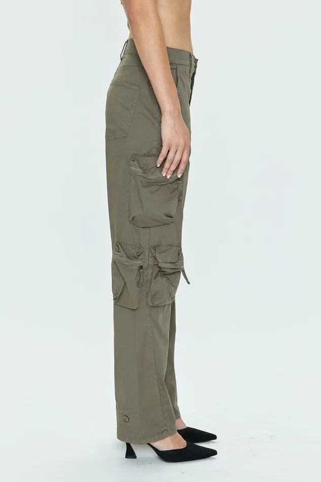 Pistola Denim Pants Women Bobbie Utility Mid Rise Loose Straight Cargo 8211 Dark Olive Dark Olive
