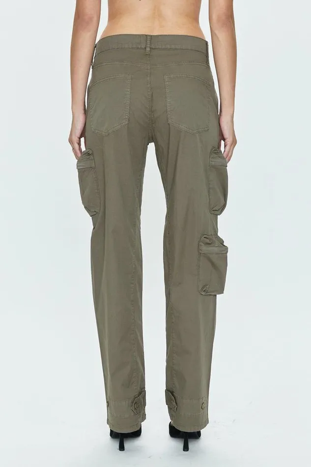 Pistola Denim Pants Women Bobbie Utility Mid Rise Loose Straight Cargo 8211 Dark Olive Dark Olive