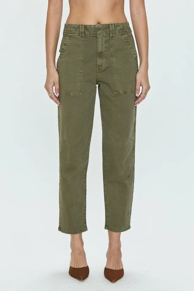 Pistola Denim Pants Women Pamela High Rise Straight Trouser 8211 Dark Olive Dark Olive