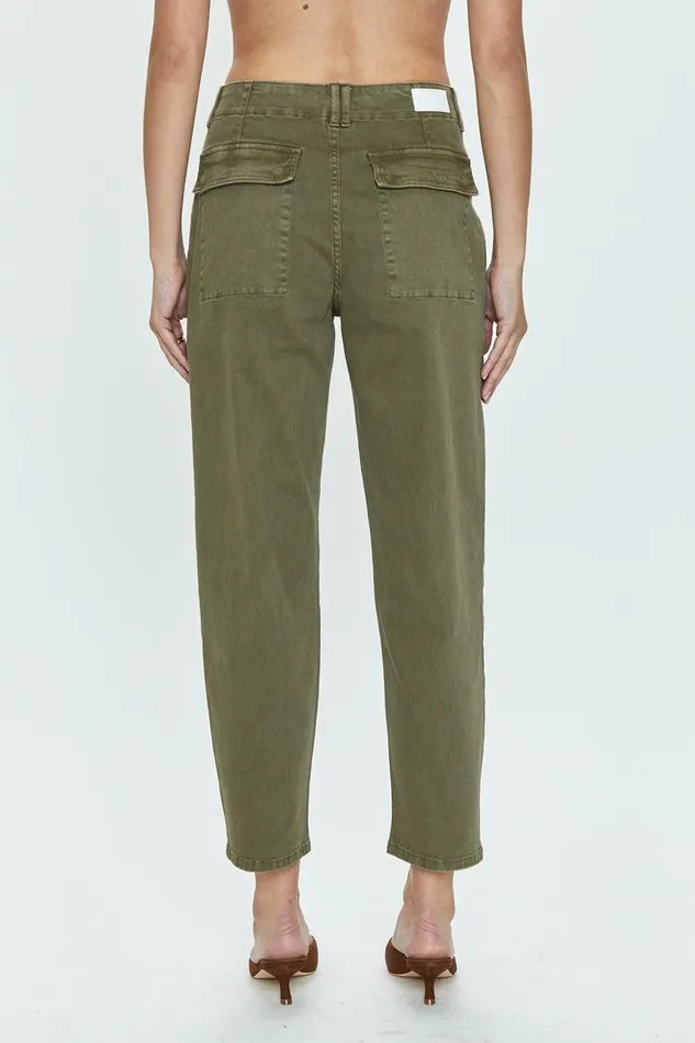 Pistola Denim Pants Women Pamela High Rise Straight Trouser 8211 Dark Olive Dark Olive