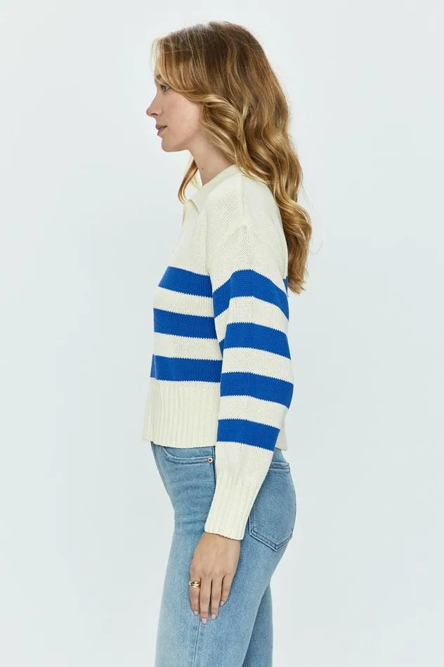 Pistola Denim Sweaters and Knits Women Arlo Polo Sweater 8211 Ivory Sea Stripe Ivory Sea Stripe