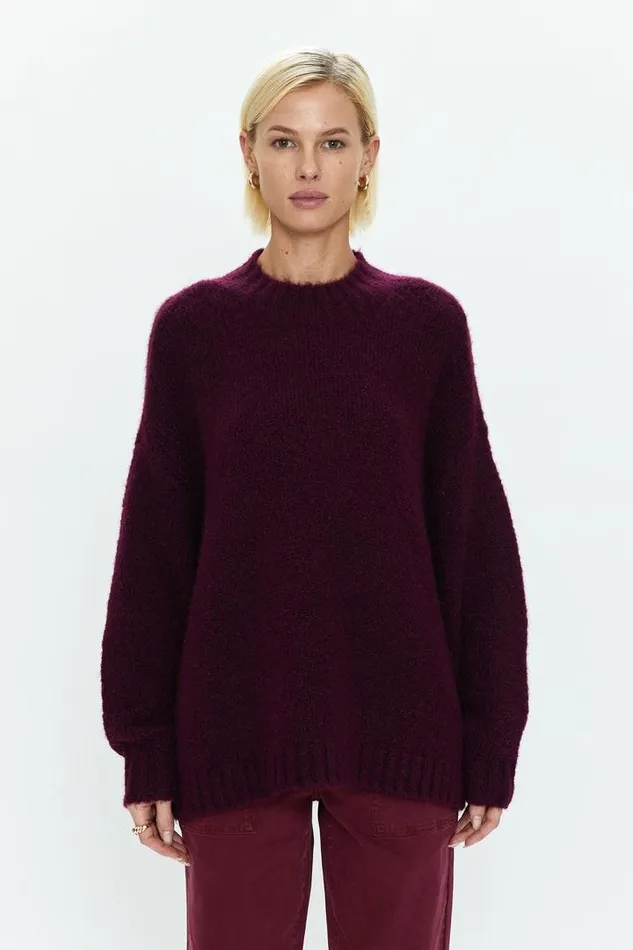 Pistola Denim Sweaters and Knits Women Carlen Mock Neck Sweater 8211 Aubergine Aubergine