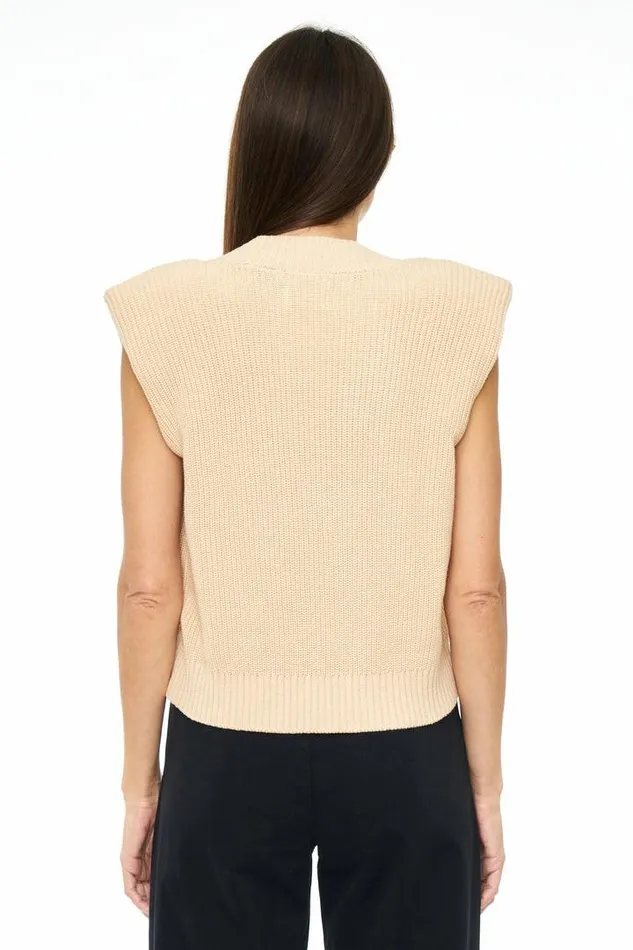 Pistola Denim Tops Women Bella Sleeveless Shoulder Pad Sweater Vest 8211 Agave Agave