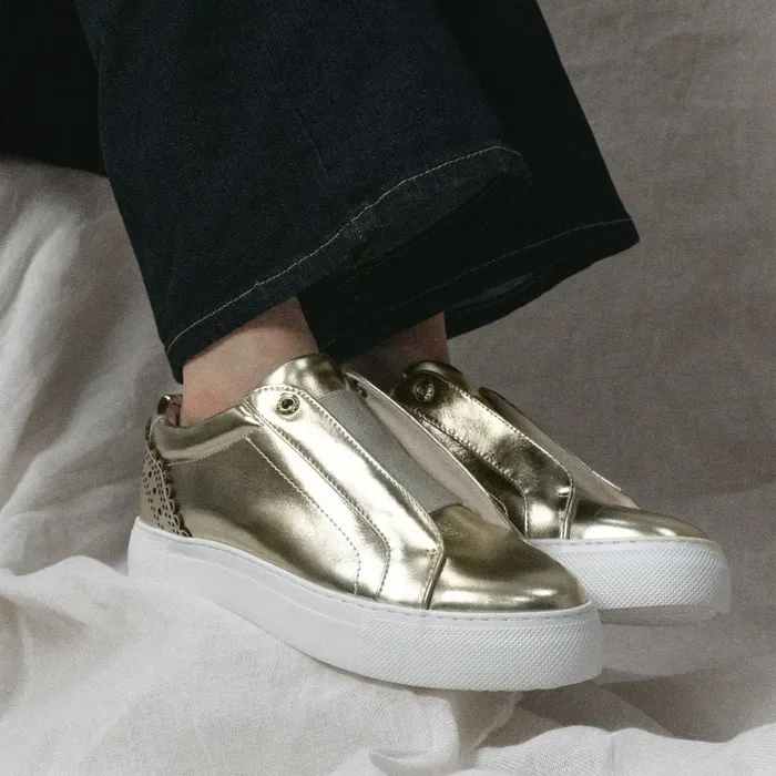 Platform Trainers Women Moda In Pelle Breil Gold Porvair