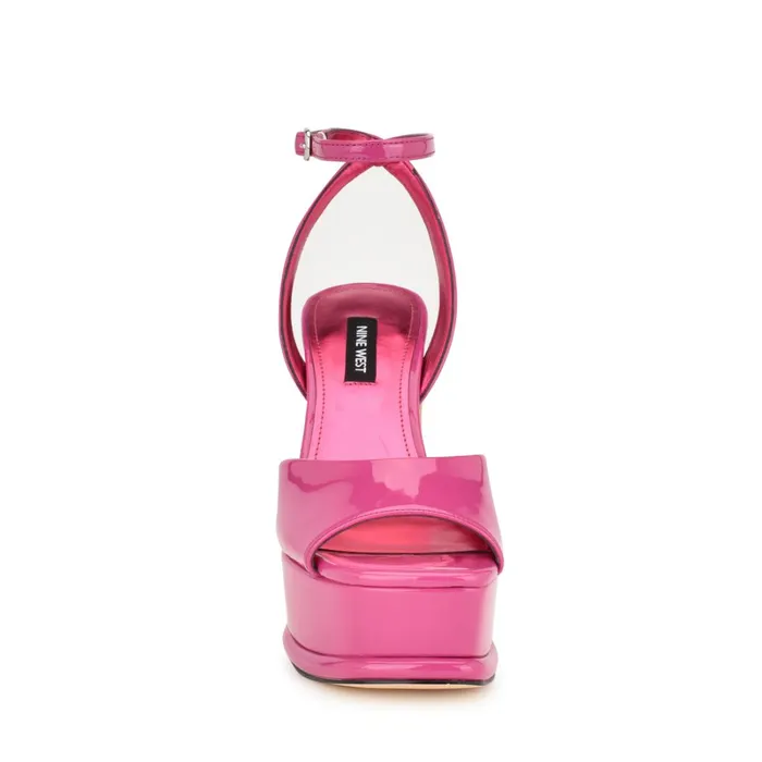 Platt Platform Ankle Strap Sandals Pink Patent Women Nine West High Heels Platt Platform Ankle Strap Sandals Pink Patent Women Nine West High Heels