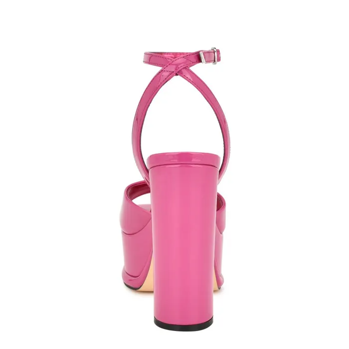 Platt Platform Ankle Strap Sandals Pink Patent Women Nine West High Heels Platt Platform Ankle Strap Sandals Pink Patent Women Nine West High Heels