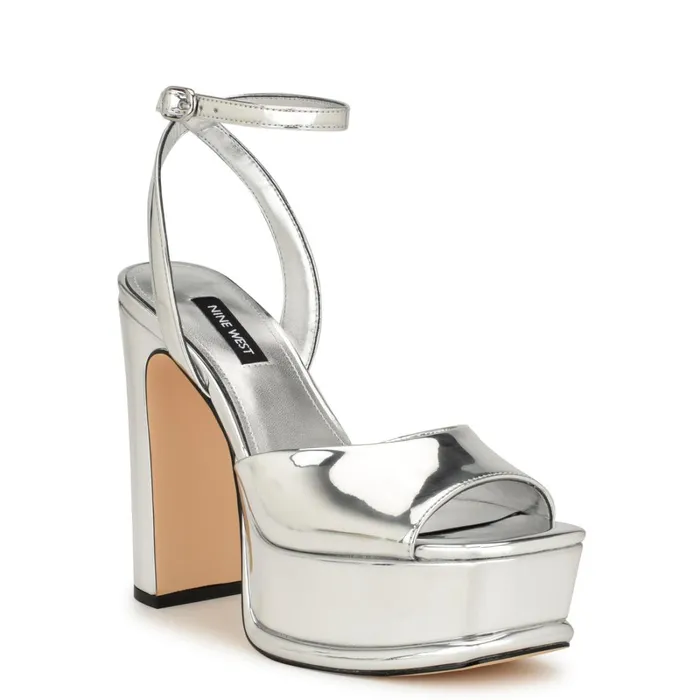 Platt Platform Ankle Strap Sandals Silver Women Nine West Sandals Platt Platform Ankle Strap Sandals Silver Women Nine West Sandals