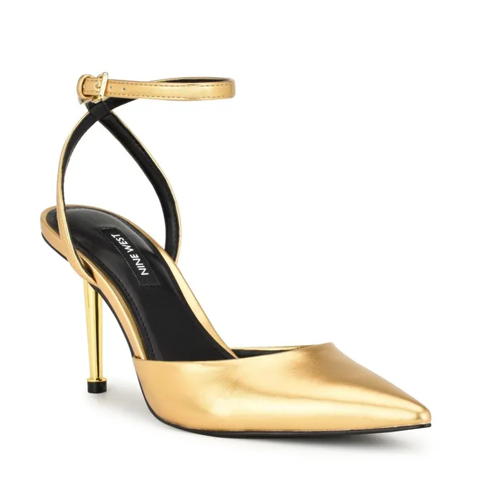 Plaza Ankle Strap Pumps Platino Women Nine West Pumps