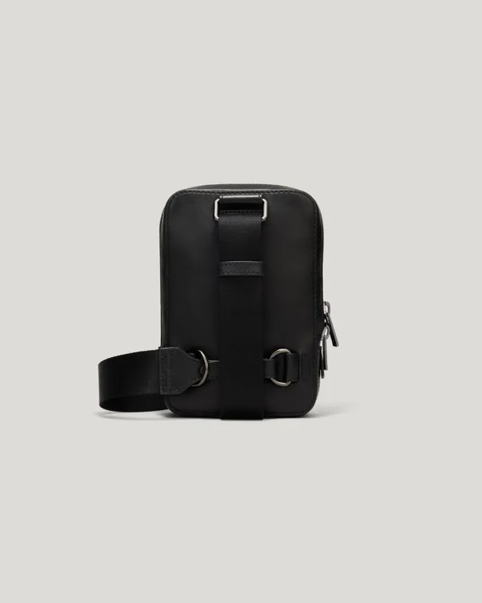 Politix Bags Men Leather Crossbody Bag Black