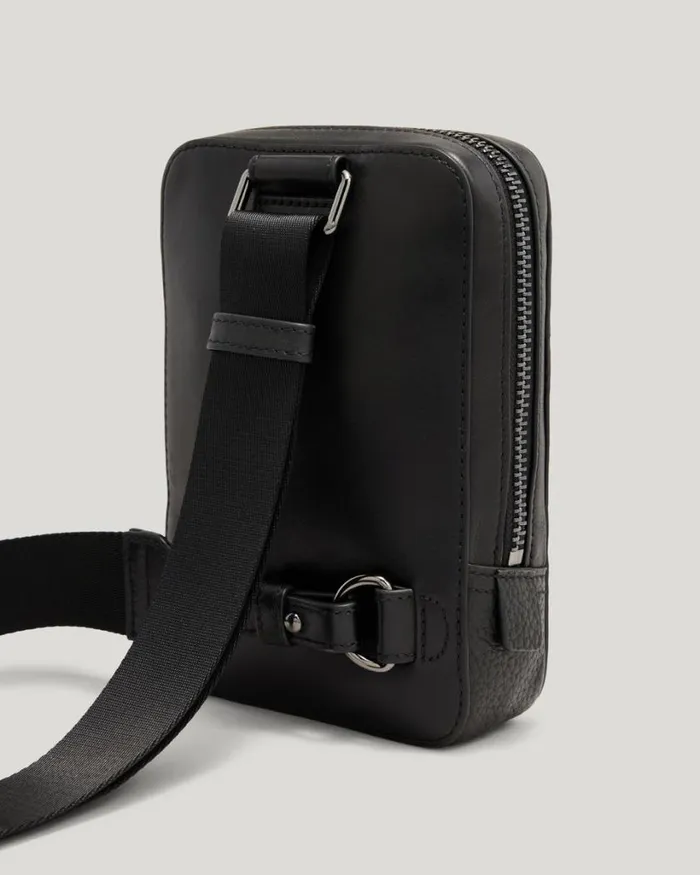 Politix Bags Men Leather Crossbody Bag Black