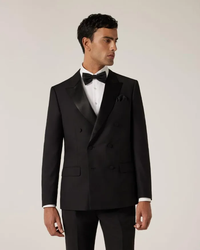 Politix Blazers Men Slim Fit Double Breasted Tailored Jacket Black Chintz
