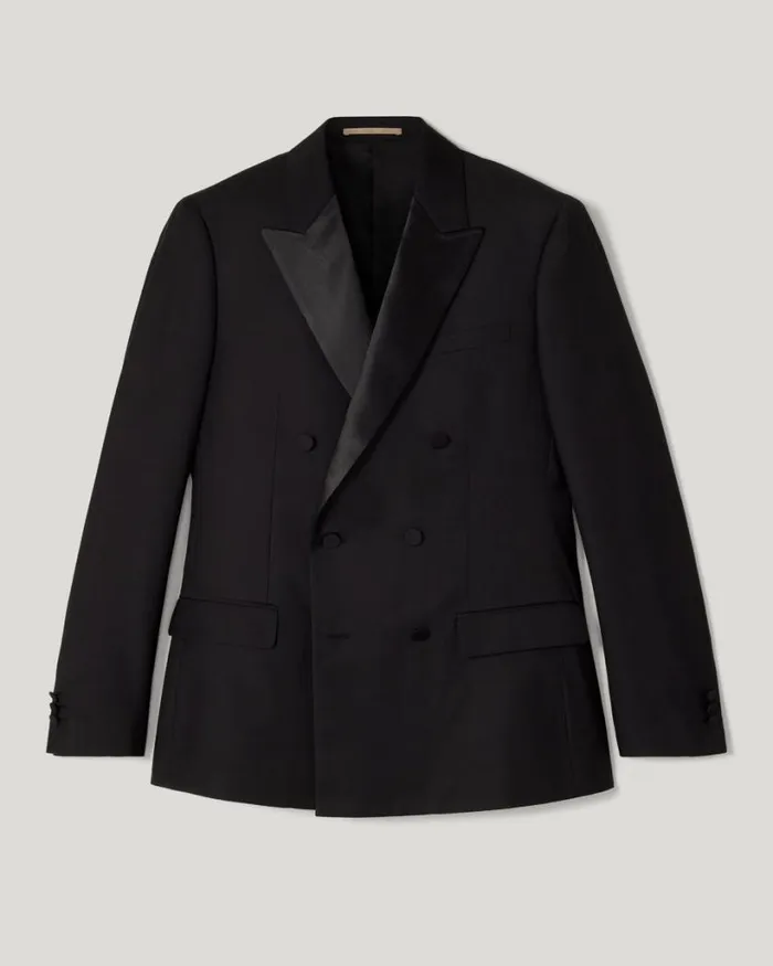 Politix Blazers Men Slim Fit Double Breasted Tailored Jacket Black Chintz