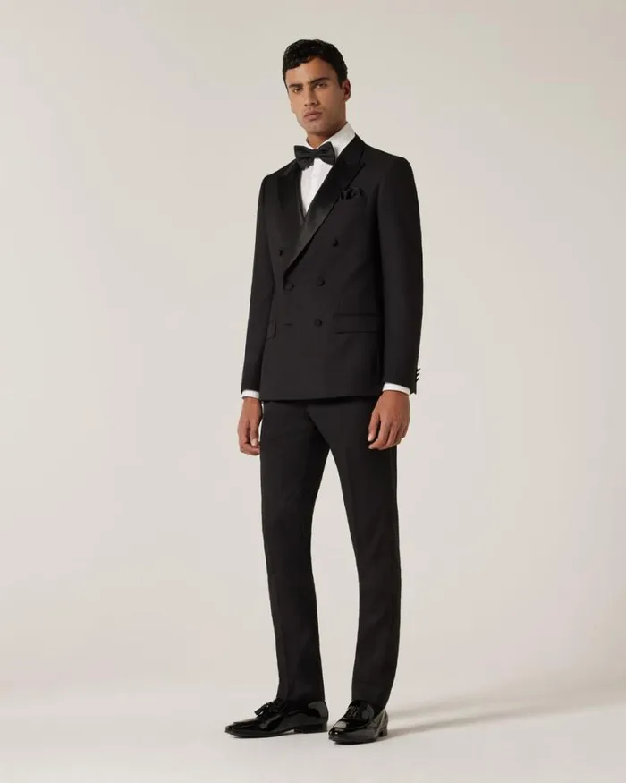 Politix Blazers Men Slim Fit Double Breasted Tailored Jacket Black Chintz