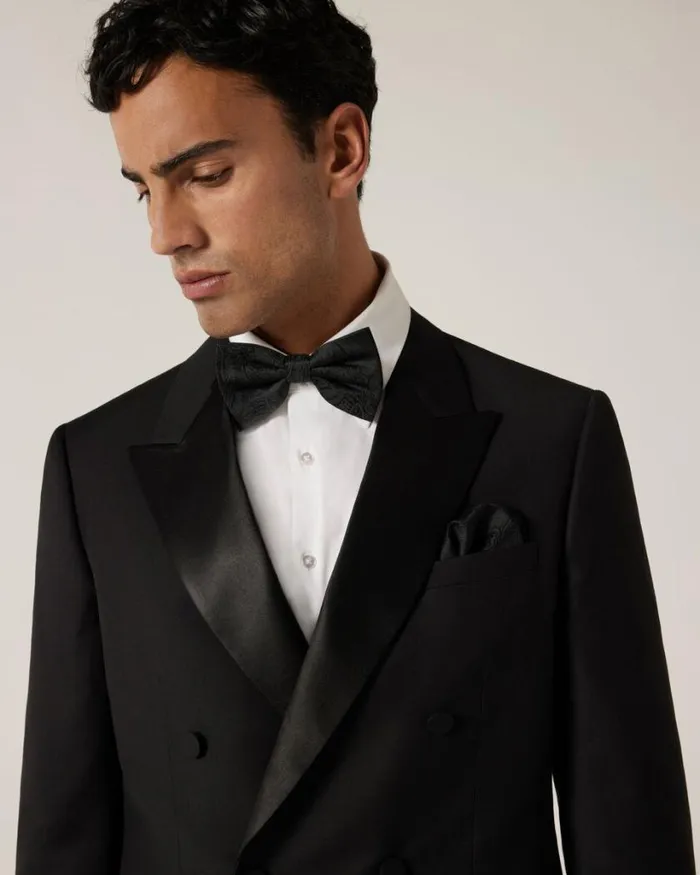 Politix Blazers Men Slim Fit Double Breasted Tailored Jacket Black Chintz