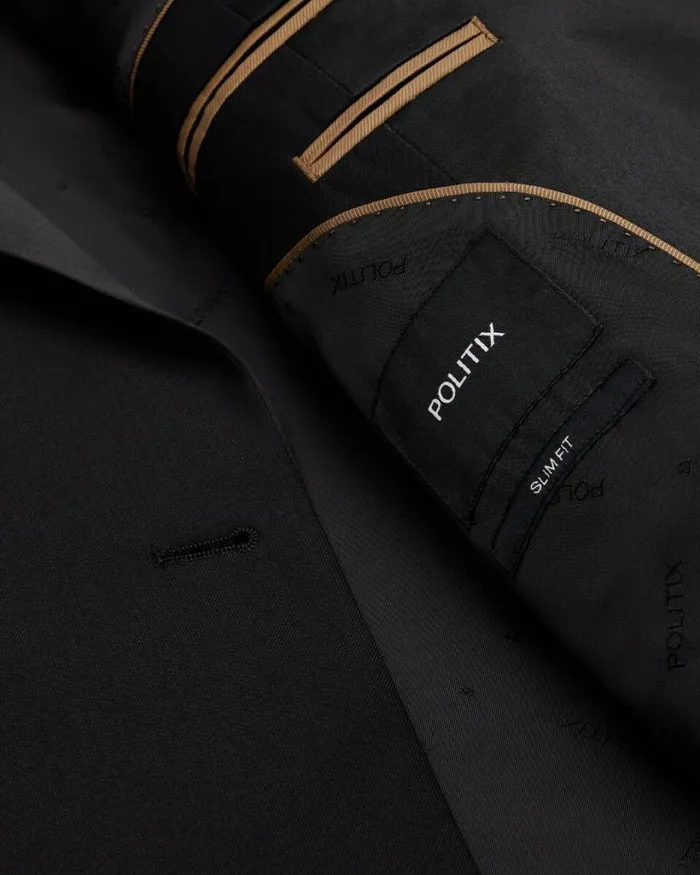 Politix Blazers Men Slim Fit Double Breasted Tailored Jacket Black Chintz