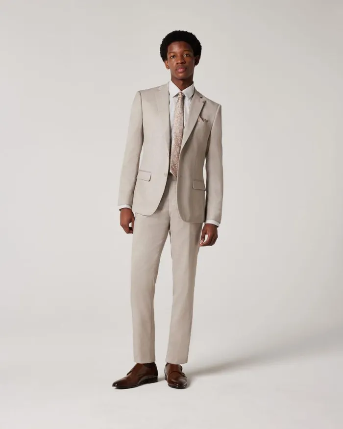 Politix Blazers Men Slim Stretch Textured Tailored Jacket Almond