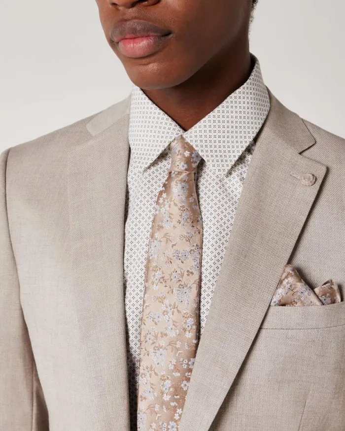 Politix Blazers Men Slim Stretch Textured Tailored Jacket Almond