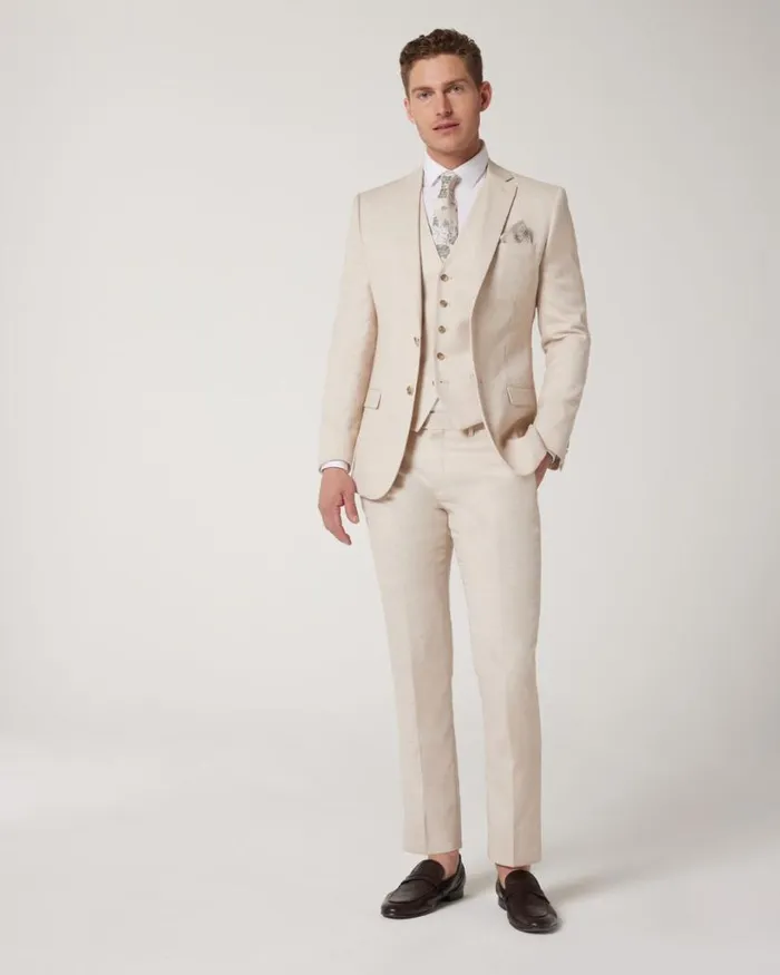 Politix Blazers Men Slim Stretch Textured Tailored Jacket Natural