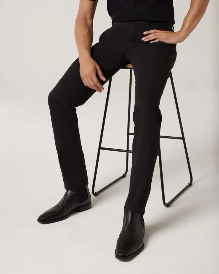 Politix Chinos Men Slim Stretch Cotton Chino Black