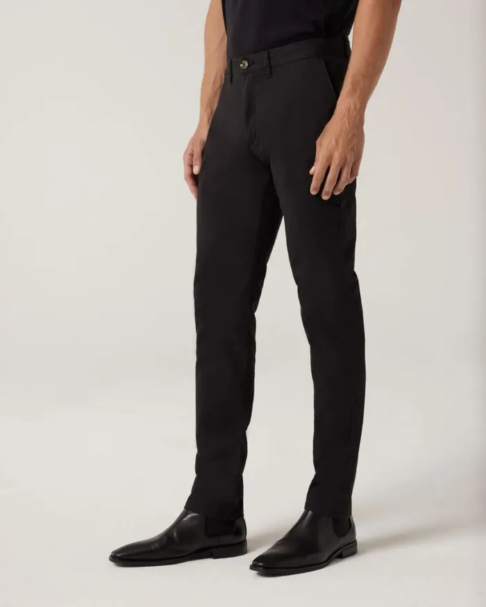 Politix Chinos Men Slim Stretch Cotton Chino Black