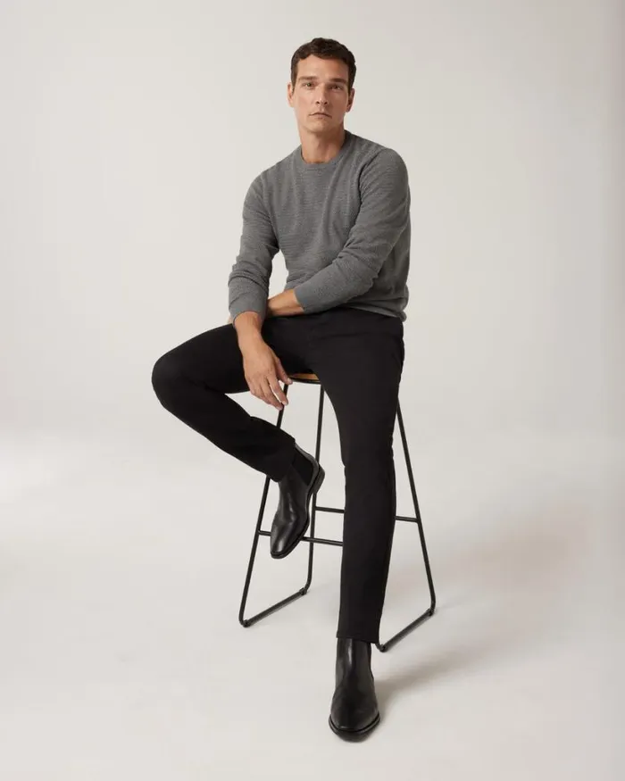 Politix Chinos Men Slim Stretch Cotton Chino Black