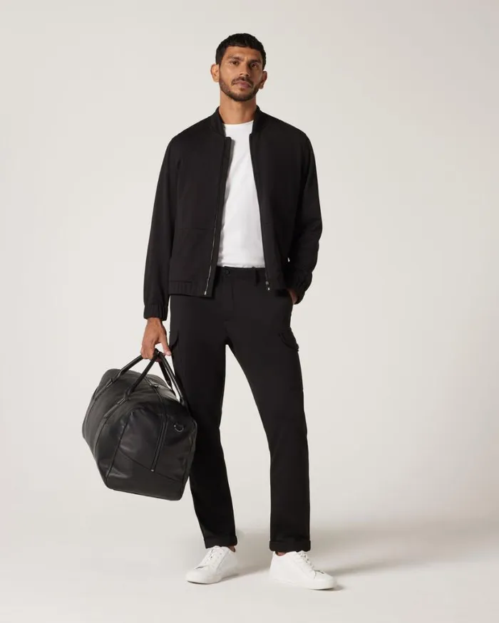 Politix Coats and Jackets Men Slim Stretch Travel Jersey Bomber Black
