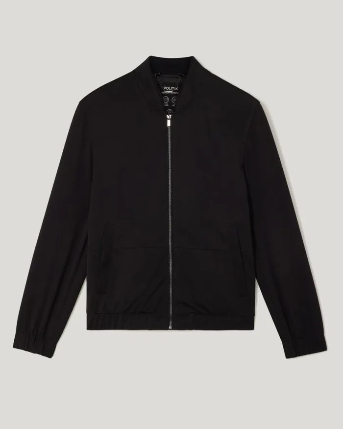 Politix Coats and Jackets Men Slim Stretch Travel Jersey Bomber Black