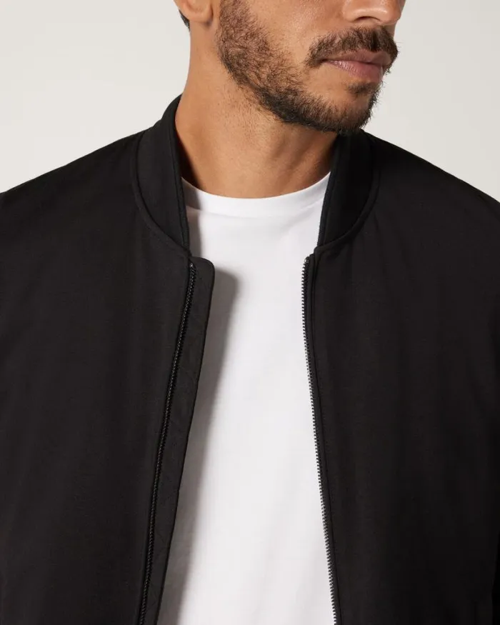 Politix Coats and Jackets Men Slim Stretch Travel Jersey Bomber Black