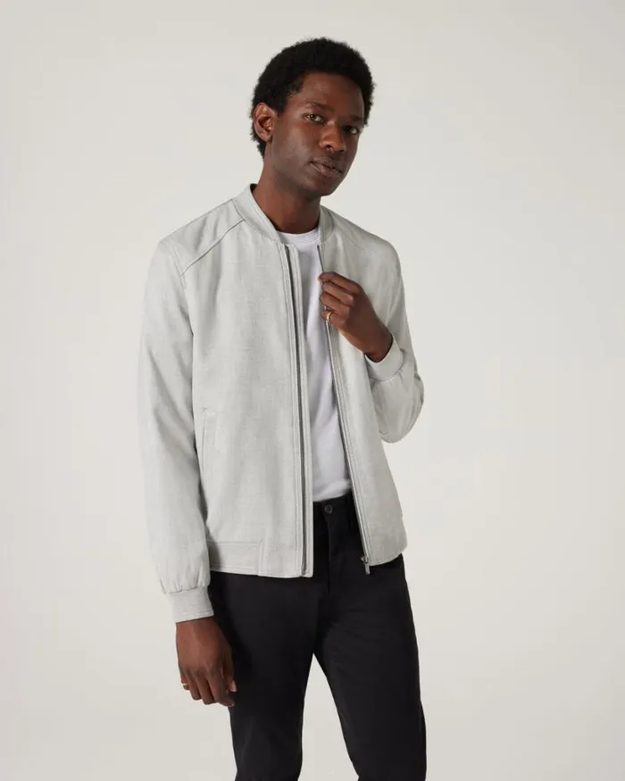 Politix Coats and Jackets Men TEXTURED BOMBER JACKET Light Grey