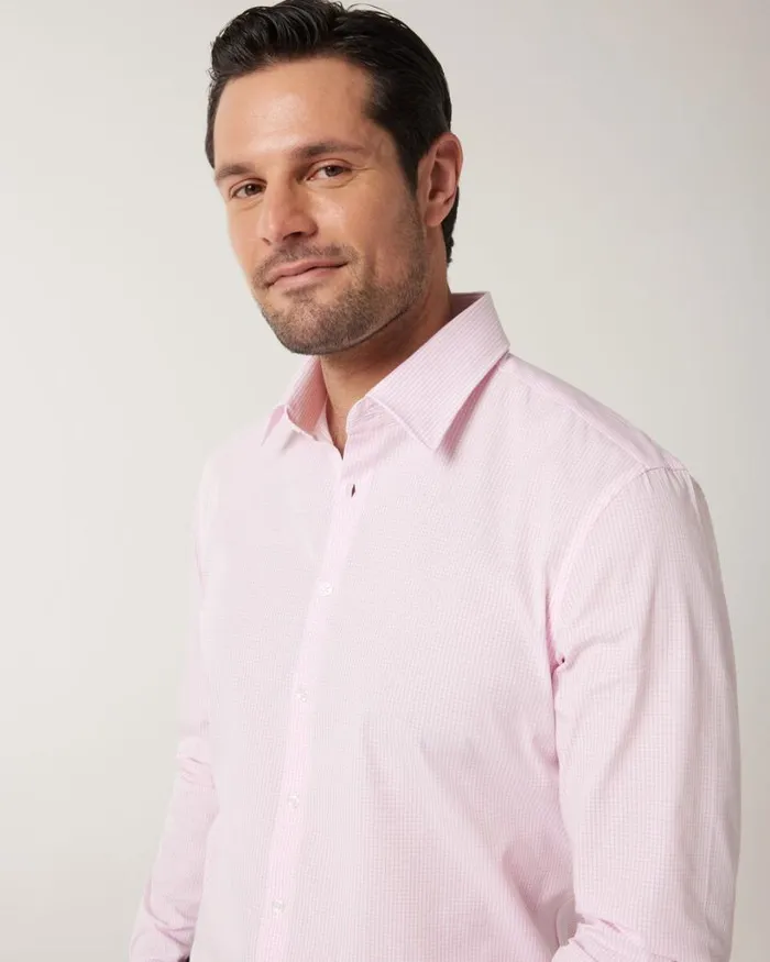 Politix Formal Shirts Men Microcheck Business Shirt Pink