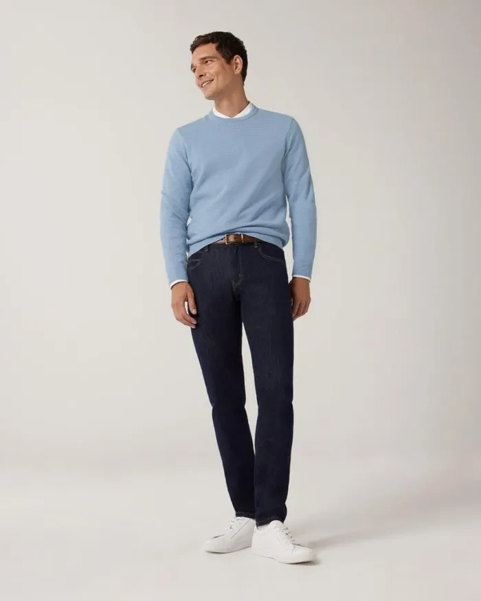 Politix Knitwear Men Classic Crew Neck Jumper Light Blue