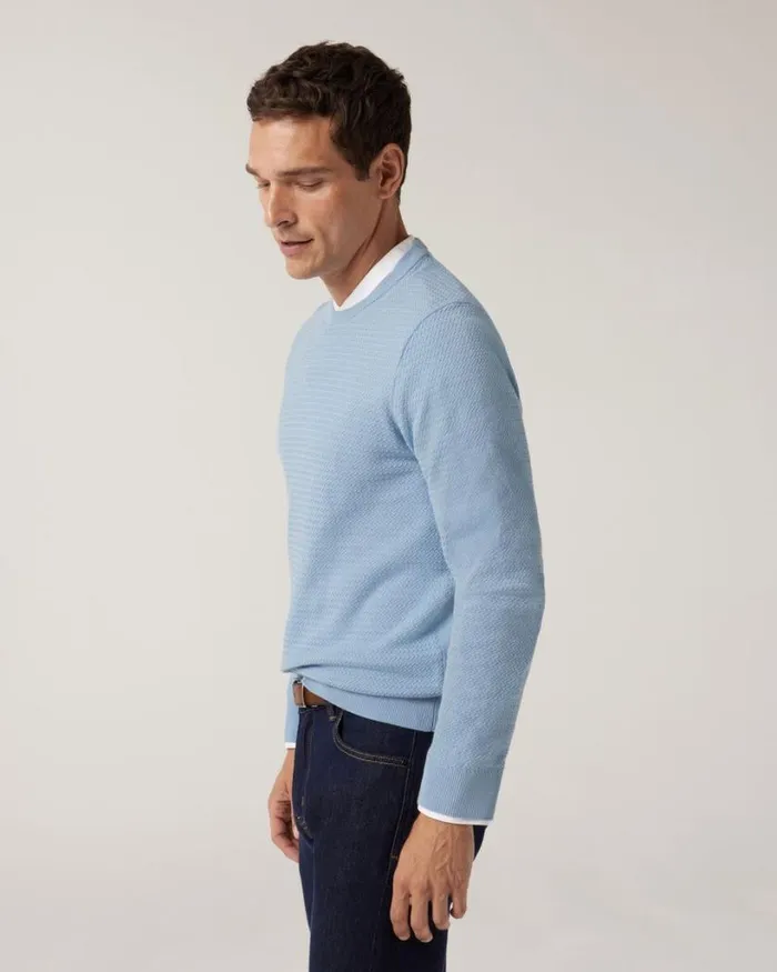 Politix Knitwear Men Classic Crew Neck Jumper Light Blue