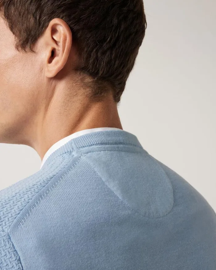 Politix Knitwear Men Classic Crew Neck Jumper Light Blue