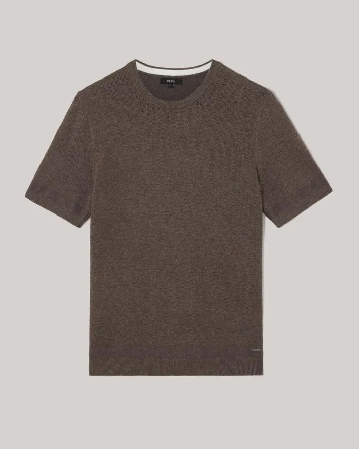 Politix Knitwear Men Crew Short Sleeve Knit Mushroom