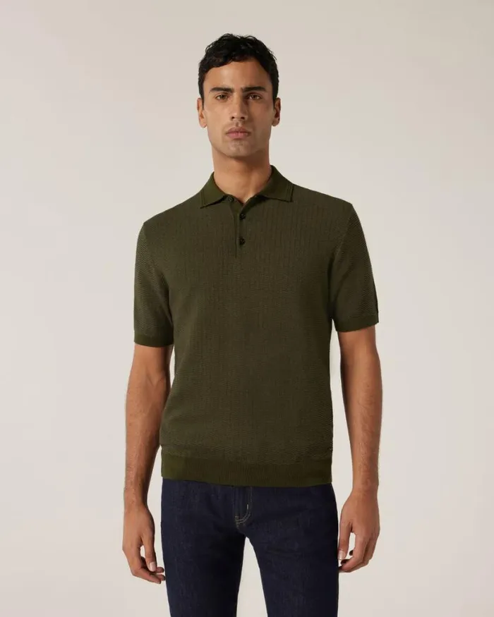 Politix Knitwear Men Fashion Polo Knit Khaki