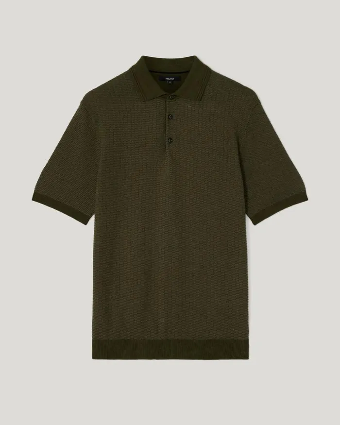 Politix Knitwear Men Fashion Polo Knit Khaki