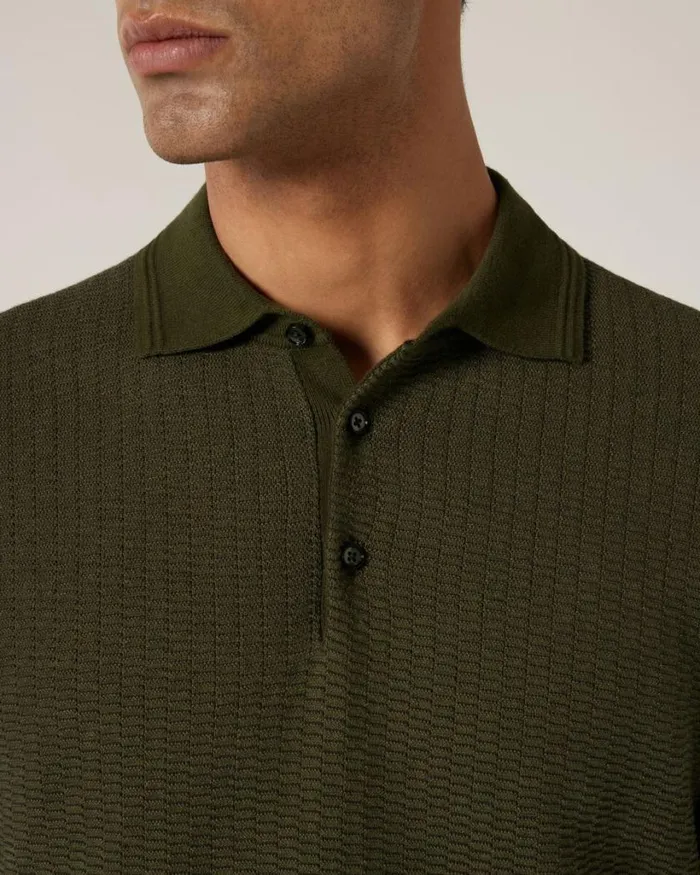 Politix Knitwear Men Fashion Polo Knit Khaki