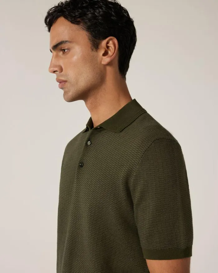 Politix Knitwear Men Fashion Polo Knit Khaki