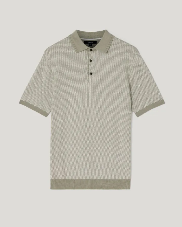 Politix Knitwear Men Fashion Polo Knit Sage