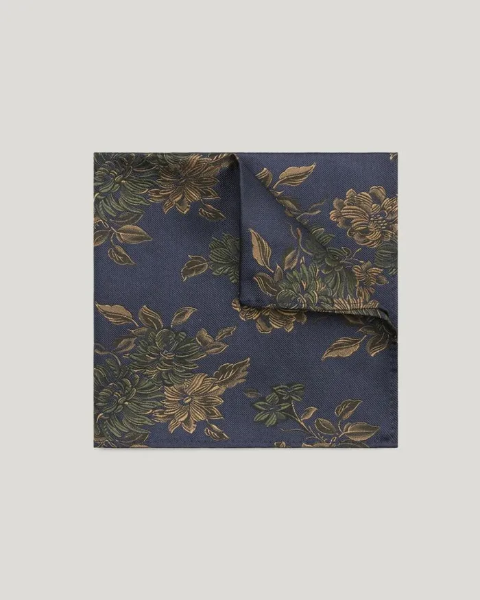 Politix Pocket Squares Men Large Spaced Floral Silk Pocket Square Ink