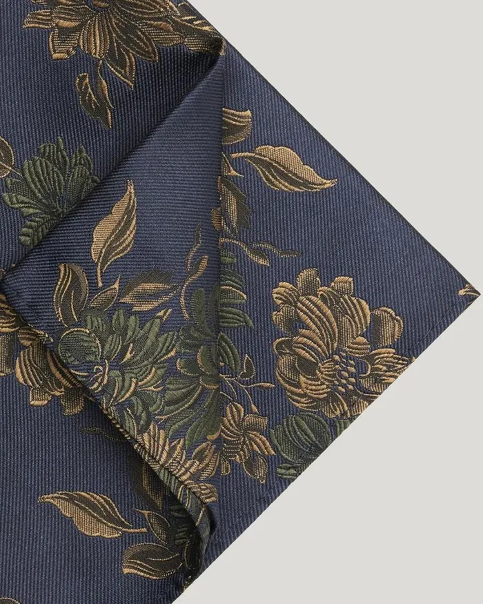 Politix Pocket Squares Men Large Spaced Floral Silk Pocket Square Ink